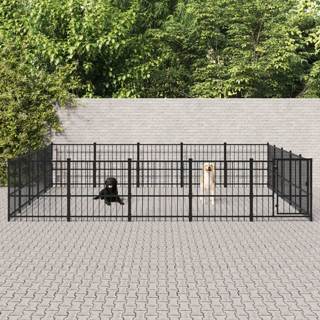 vidaXL Hondenkennel voor buiten 18,82 m² staal
