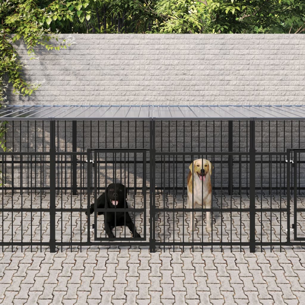 vidaXL Outdoor Dog Kennel 11.26 m² Steel