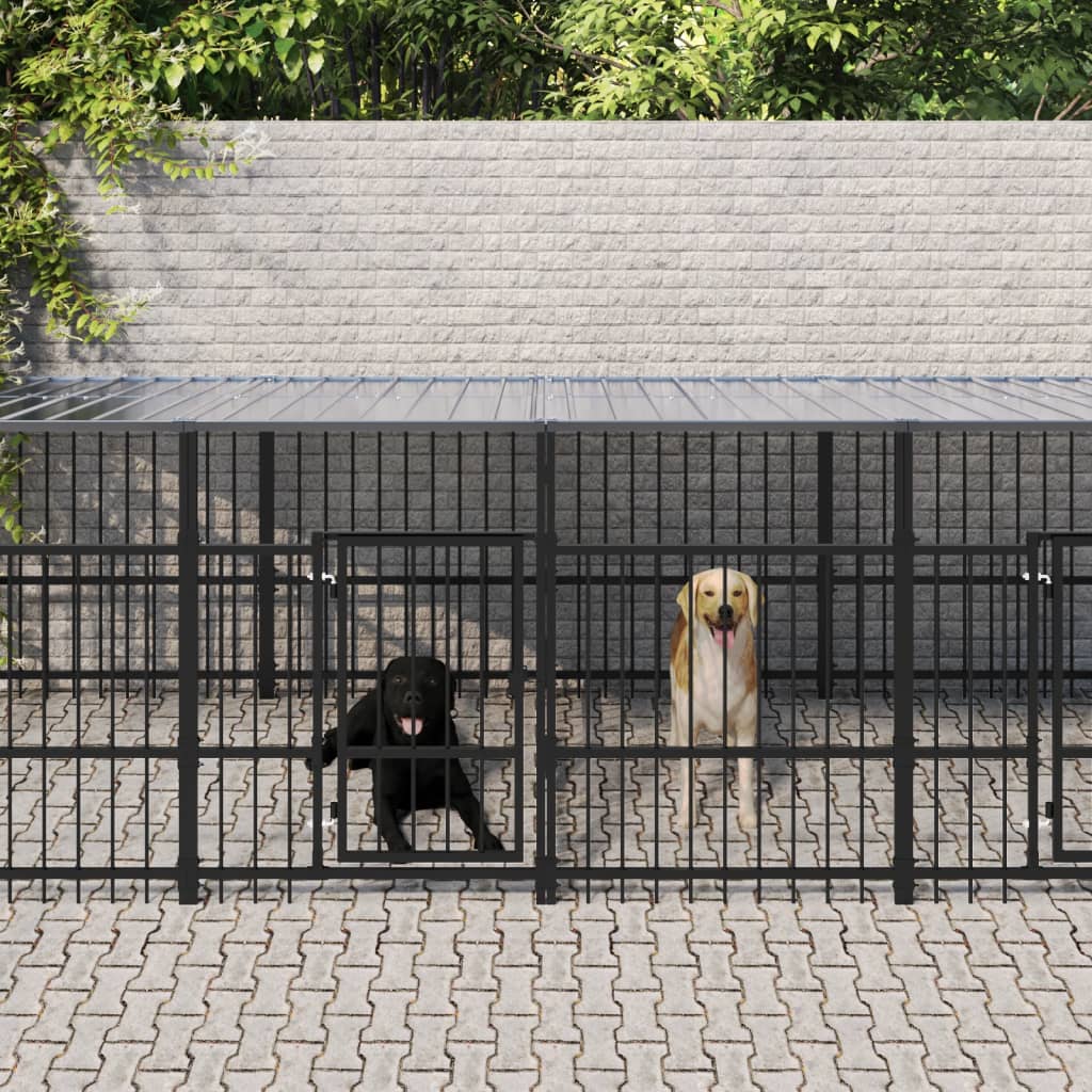 vidaXL Outdoor Dog Kennel 11.26 m² Steel