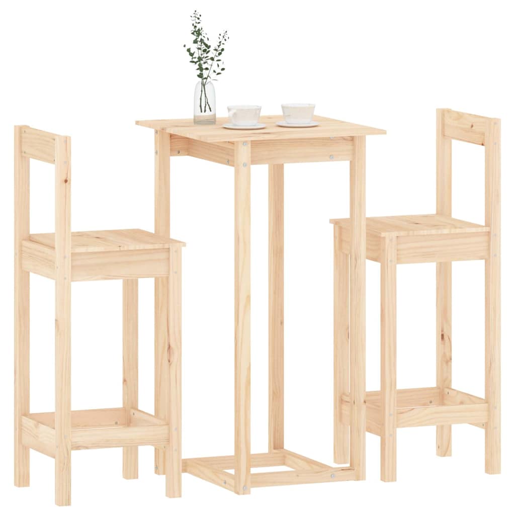 vidaXL 3-delige Barset massief grenenhout
