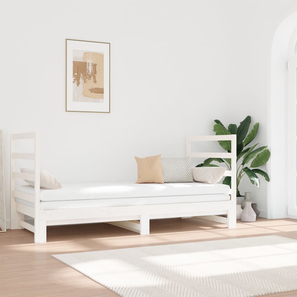 vidaXL Slaapbank uitschuifbaar massief grenenhout 2x(90x190) cm