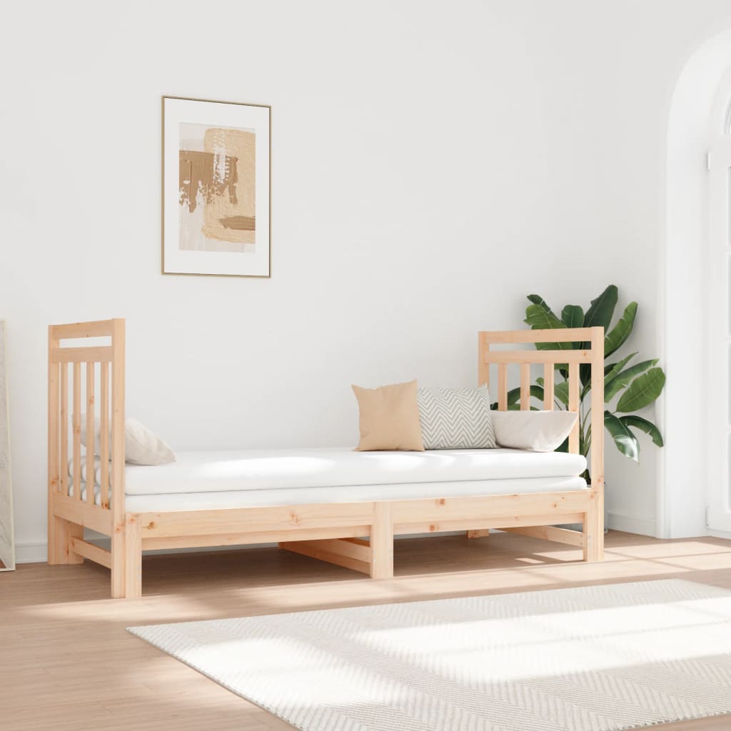 vidaXL Slaapbank uitschuifbaar massief grenenhout 2x(90x190) cm