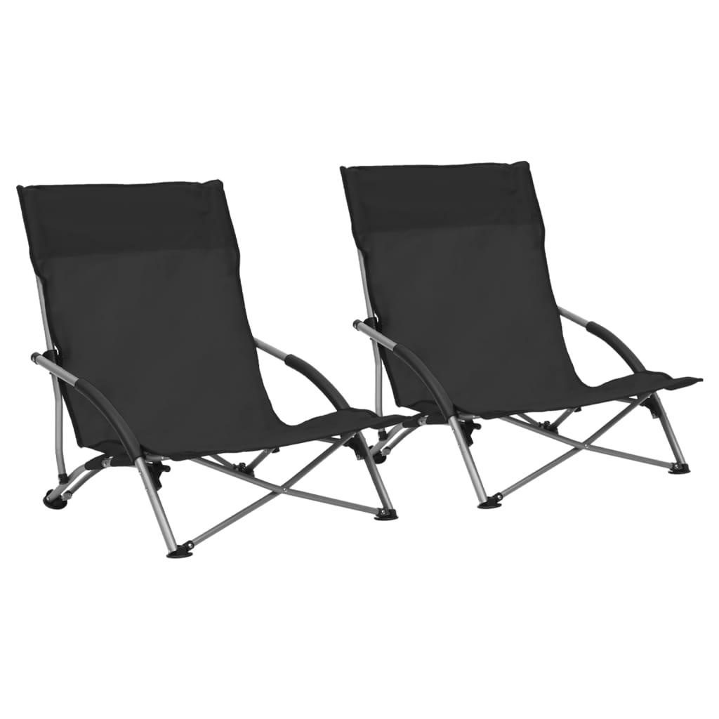 vidaXL Strandstoelen 2 st inklapbaar stof blauw