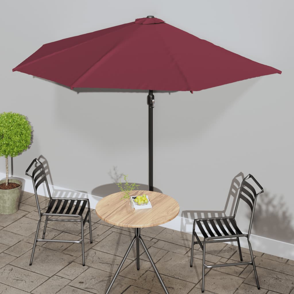 vidaXL Balkonparasol half met aluminium paal 270x144x222 cm terracotta