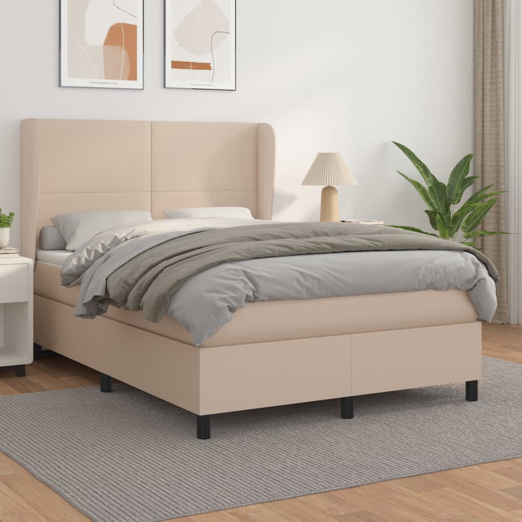 vidaXL Boxspring met matras kunstleer zwart 80x200 cm