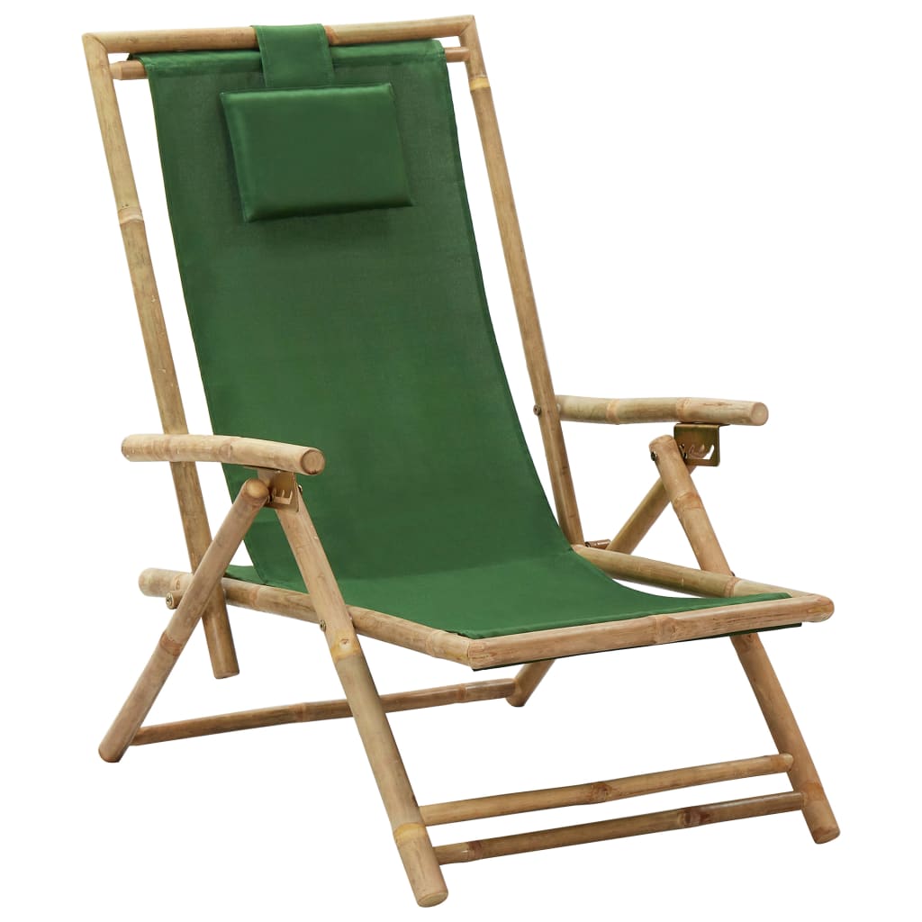 vidaXL Recliner Adjustable Bamboo and Fabric Dark Grey