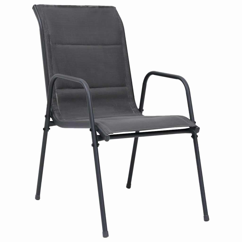 vidaXL Garden Chairs 6 pcs Stackable Steel and Textilene Anthracite