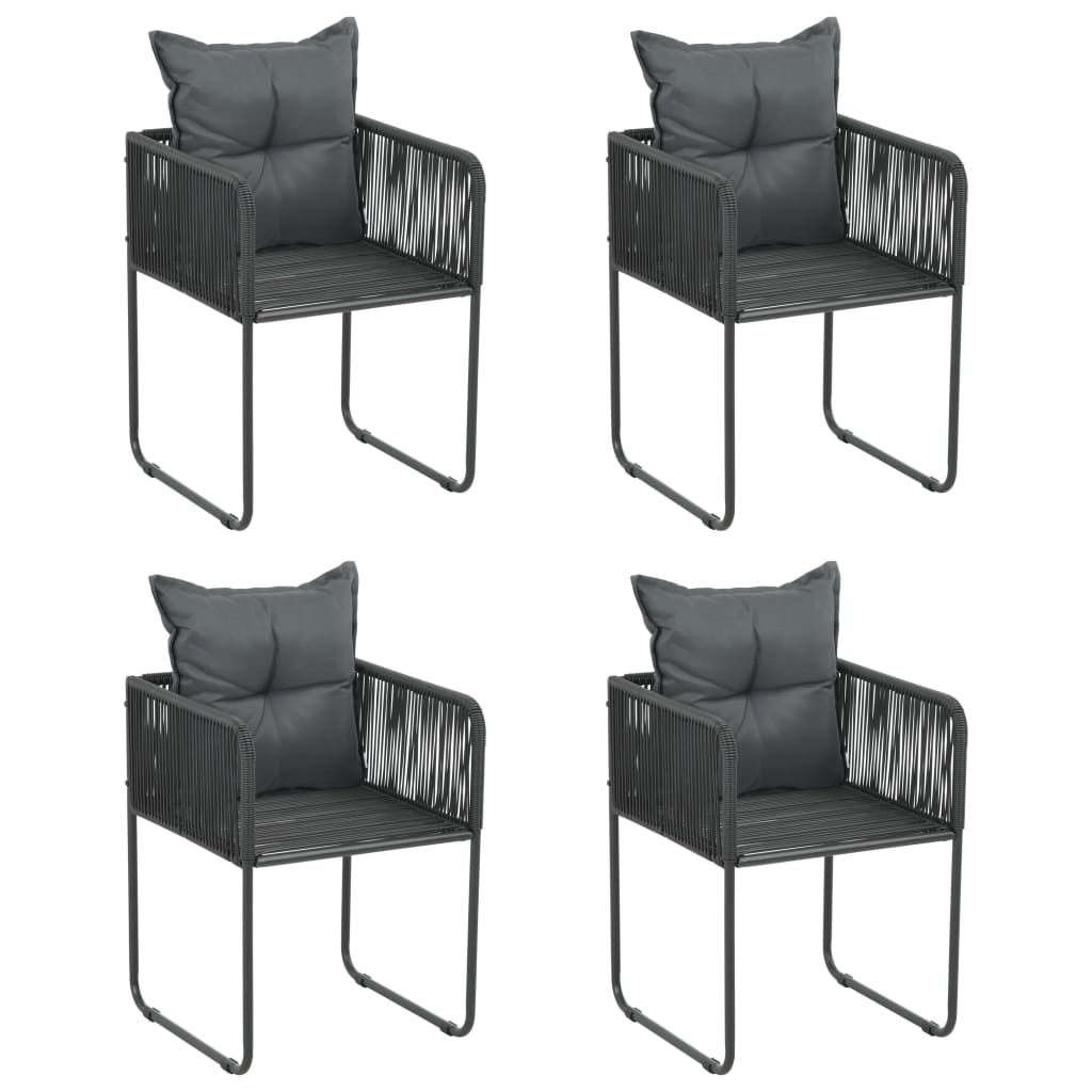 vidaXL Tuinstoelen 4 st met kussens poly rattan zwart