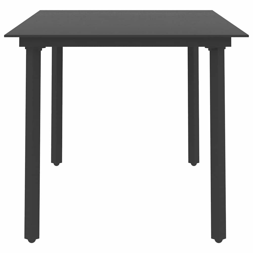 vidaXL Garden Table 80x80x74 cm Steel and Glass Black