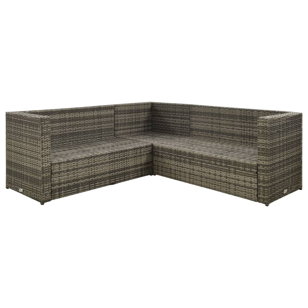 vidaXL 4-delige Loungeset met kussens poly rattan grijs