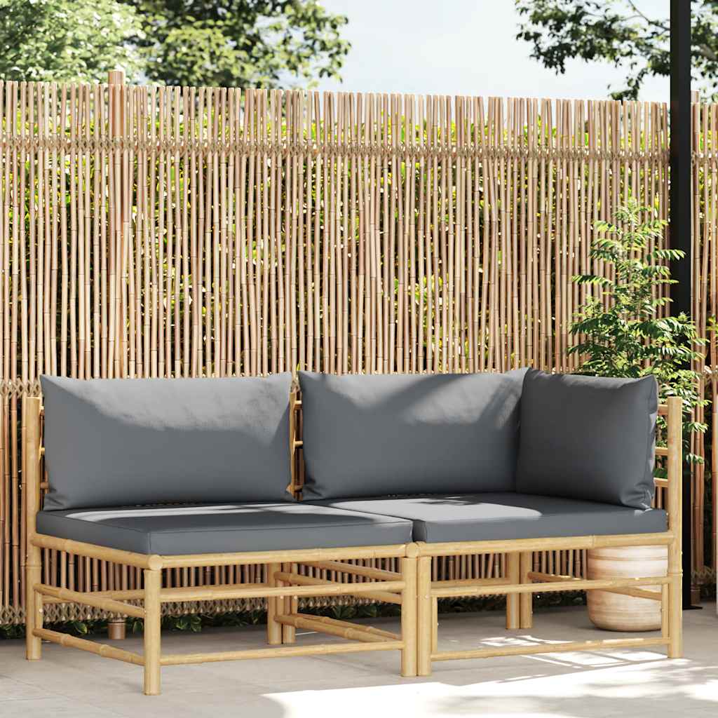 vidaXL 3-delige Loungeset met crèmewitte kussens bamboe