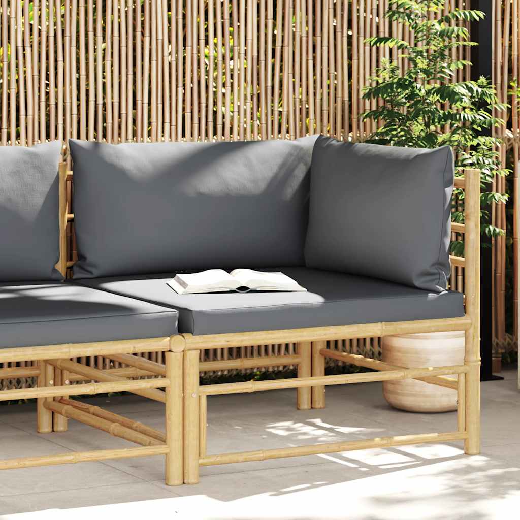 vidaXL 3-delige Loungeset met crèmewitte kussens bamboe