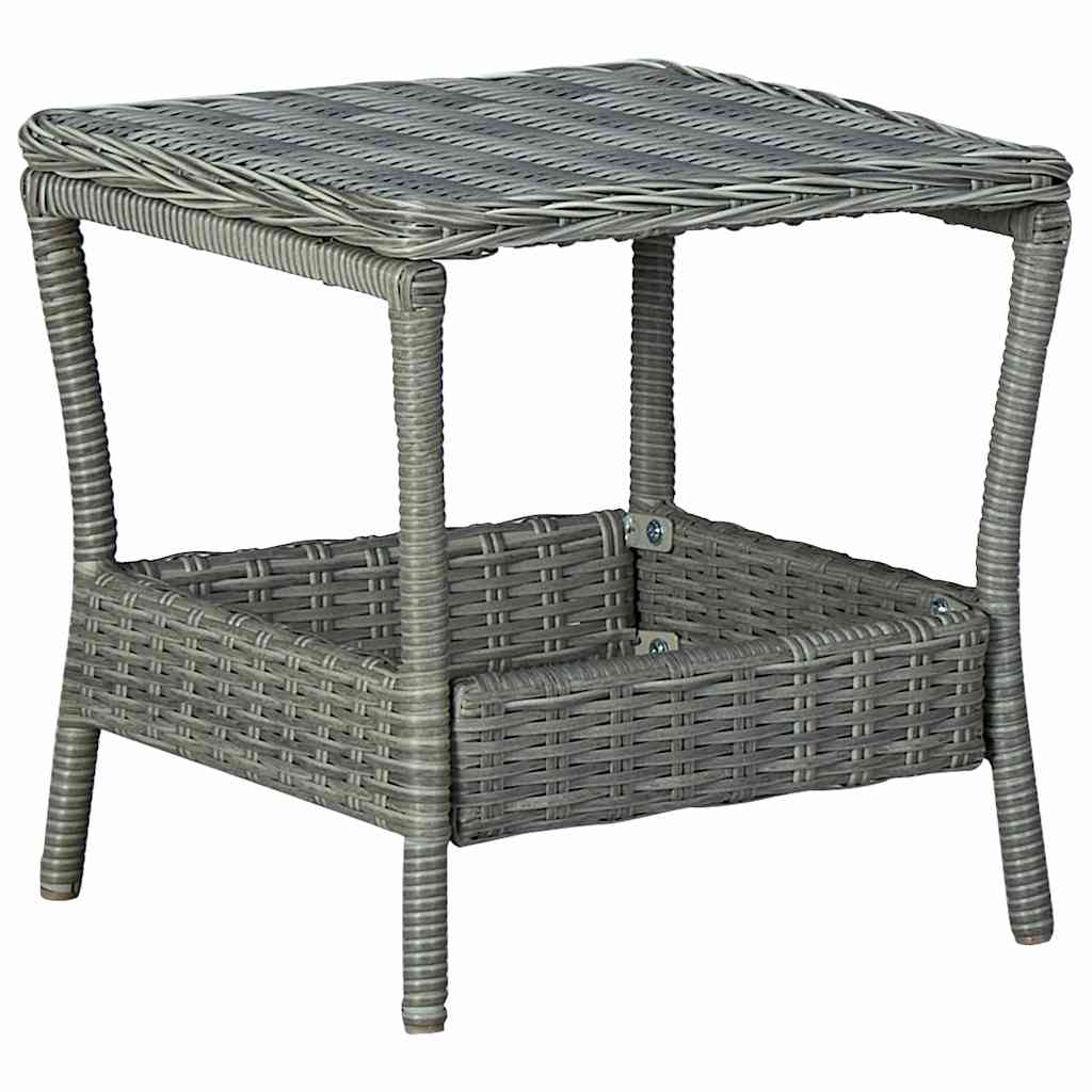 vidaXL Tuintafel 45x45x46,5 cm poly rattan donkergrijs