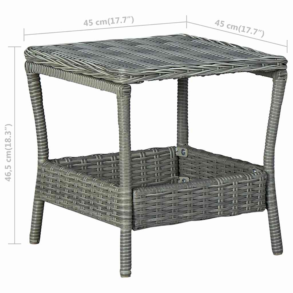 vidaXL Tuintafel 45x45x46,5 cm poly rattan donkergrijs