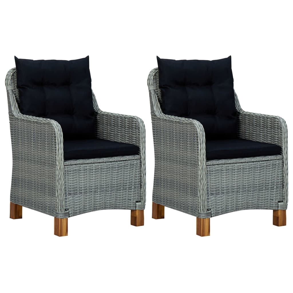 vidaXL Tuinstoelen 2 st met kussens poly rattan donkergrijs