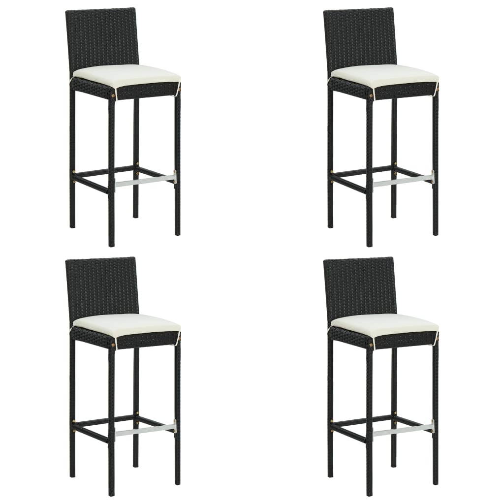 vidaXL Tapisserie de jardin avec coussins 2 pièces poly rotin noir