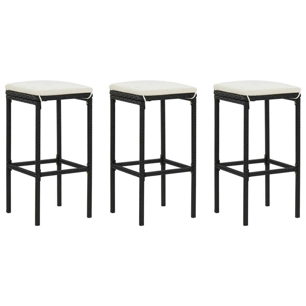 vidaXL Barkrukken met kussens 2 st poly rattan bruin