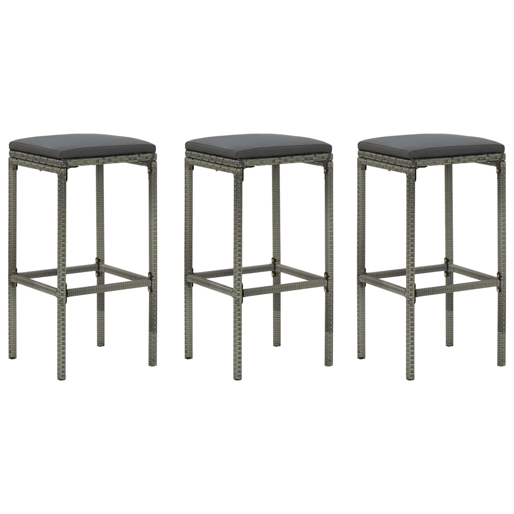 vidaXL Barkrukken met kussens 2 st poly rattan bruin
