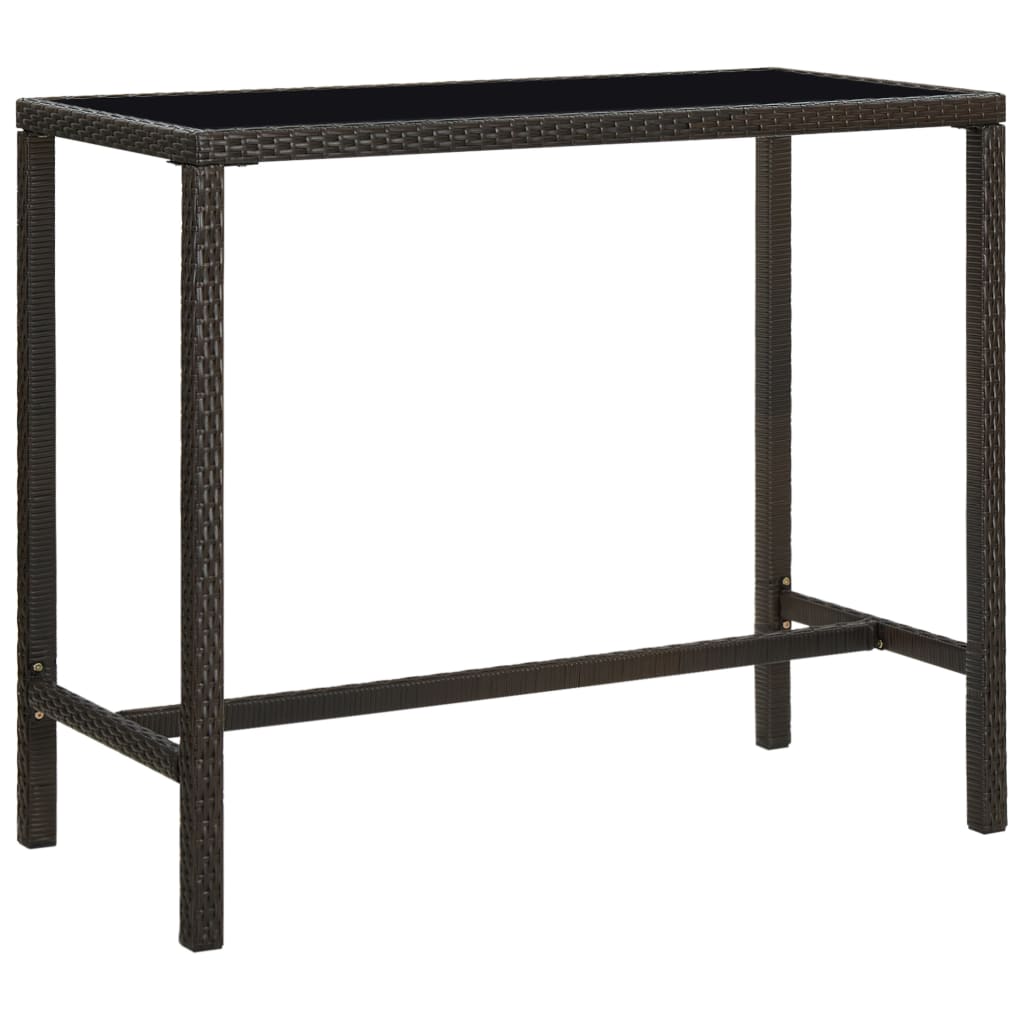vidaXL Tuinbartafel 70x70x110 cm poly rattan en glas bruin