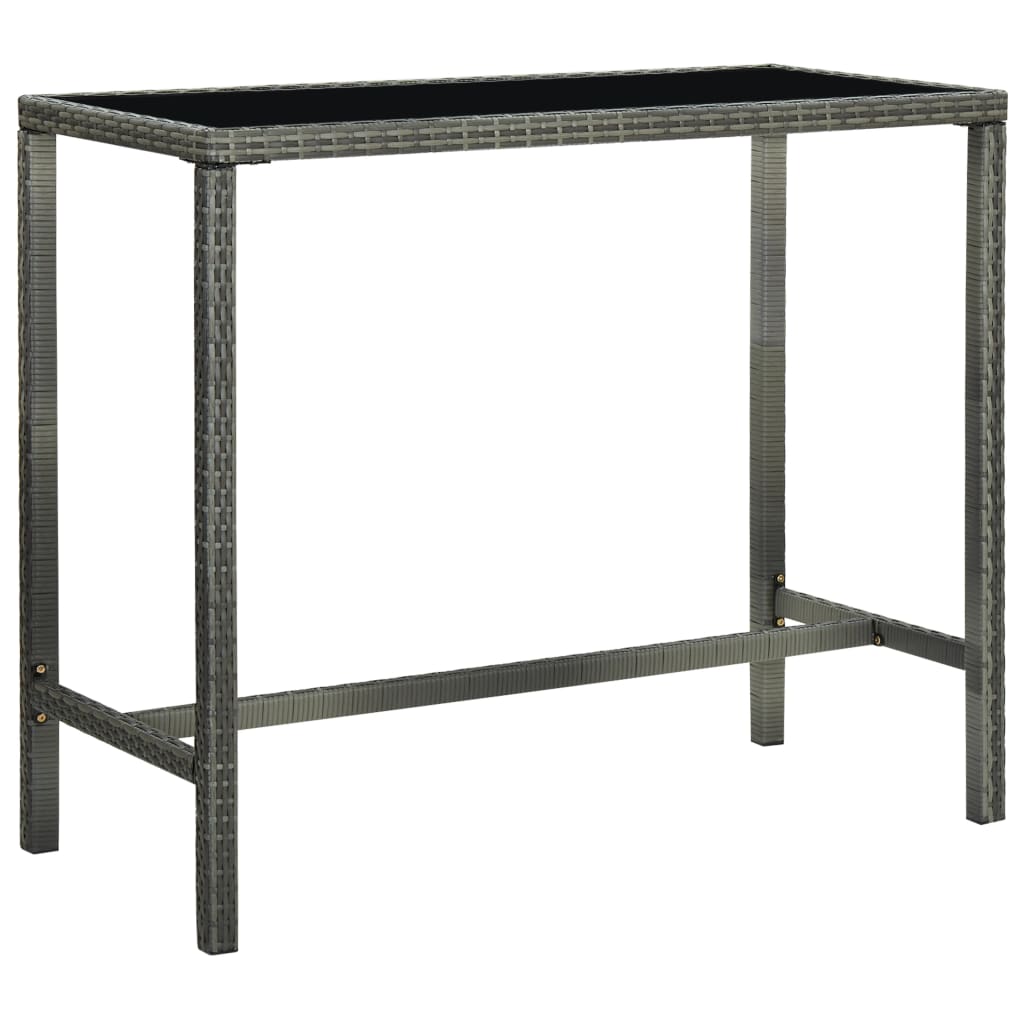 vidaXL Tuinbartafel 70x70x110 cm poly rattan en glas bruin