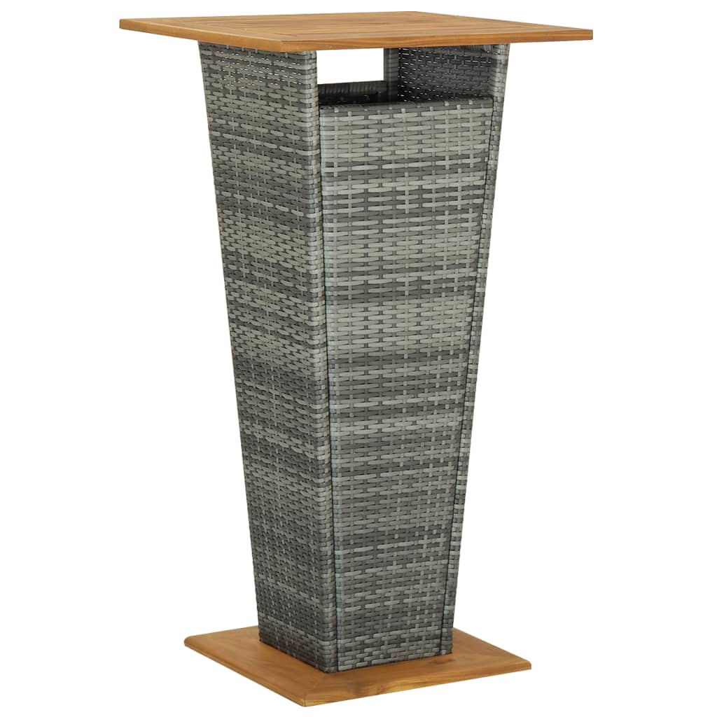 vidaXL Bartafel 60x60x110 cm poly rattan en massief acaciahout zwart