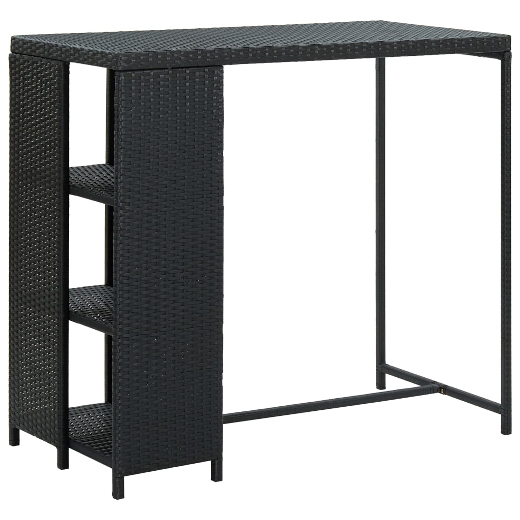 vidaXL Bartafel met opbergrek 120x60x110 cm poly rattan bruin