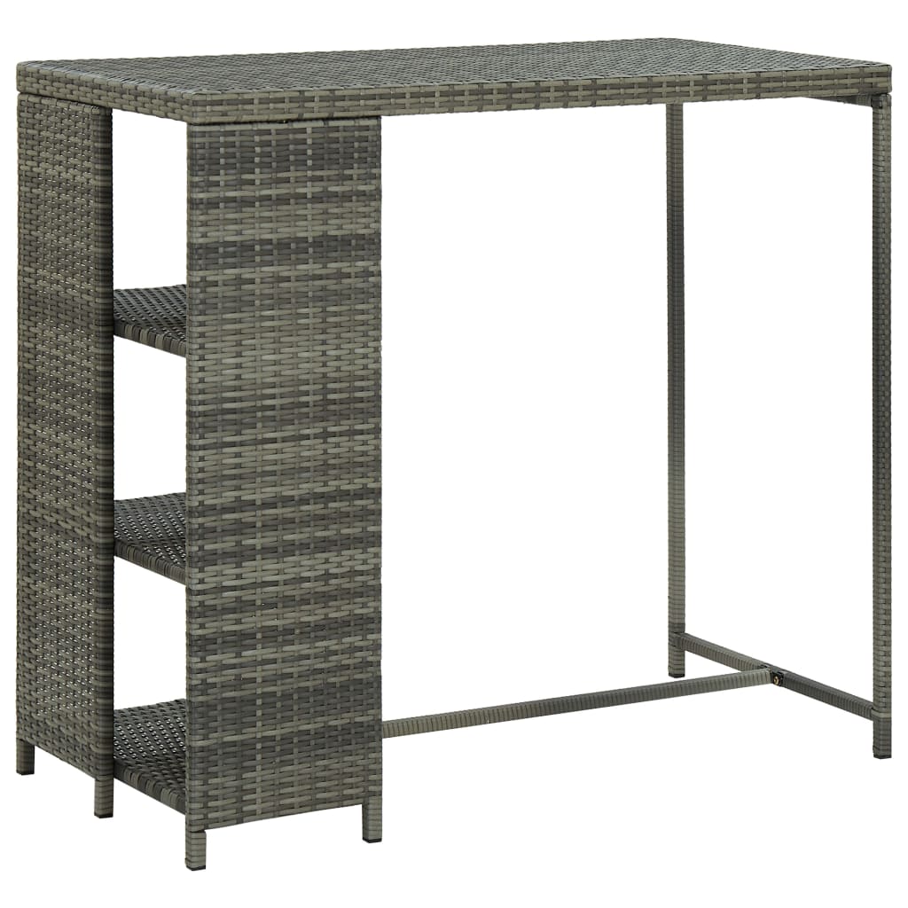 vidaXL Bartafel met opbergrek 120x60x110 cm poly rattan bruin