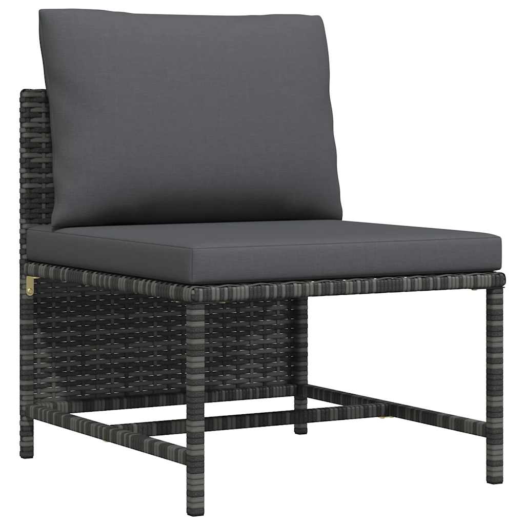 vidaXL Hoekbank sectioneel met kussens poly rattan grijs