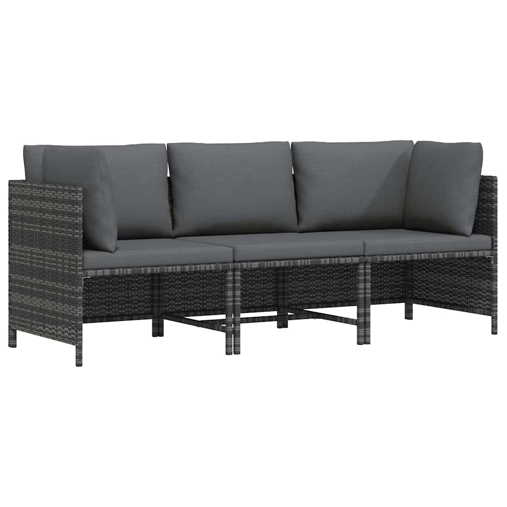 vidaXL Hoekbank sectioneel met kussens poly rattan grijs