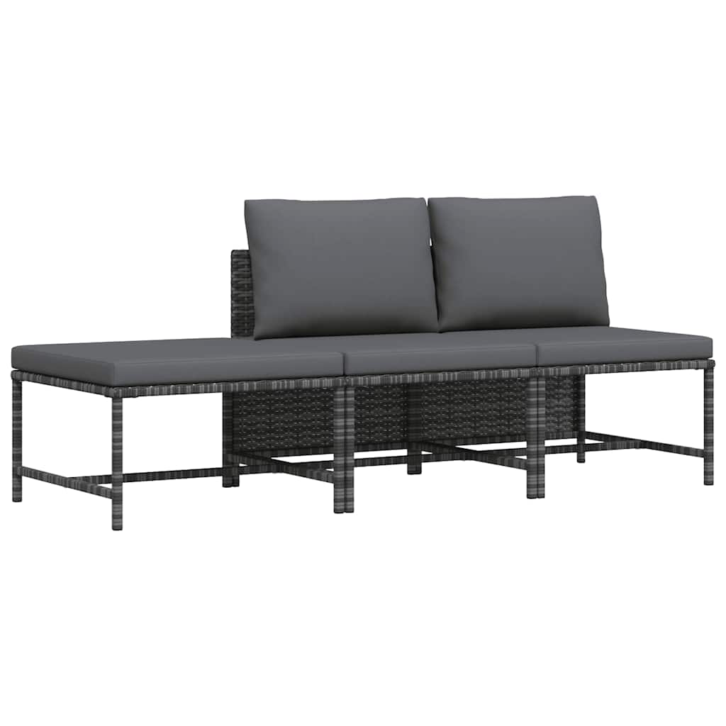 vidaXL Hoekbank sectioneel met kussens poly rattan grijs