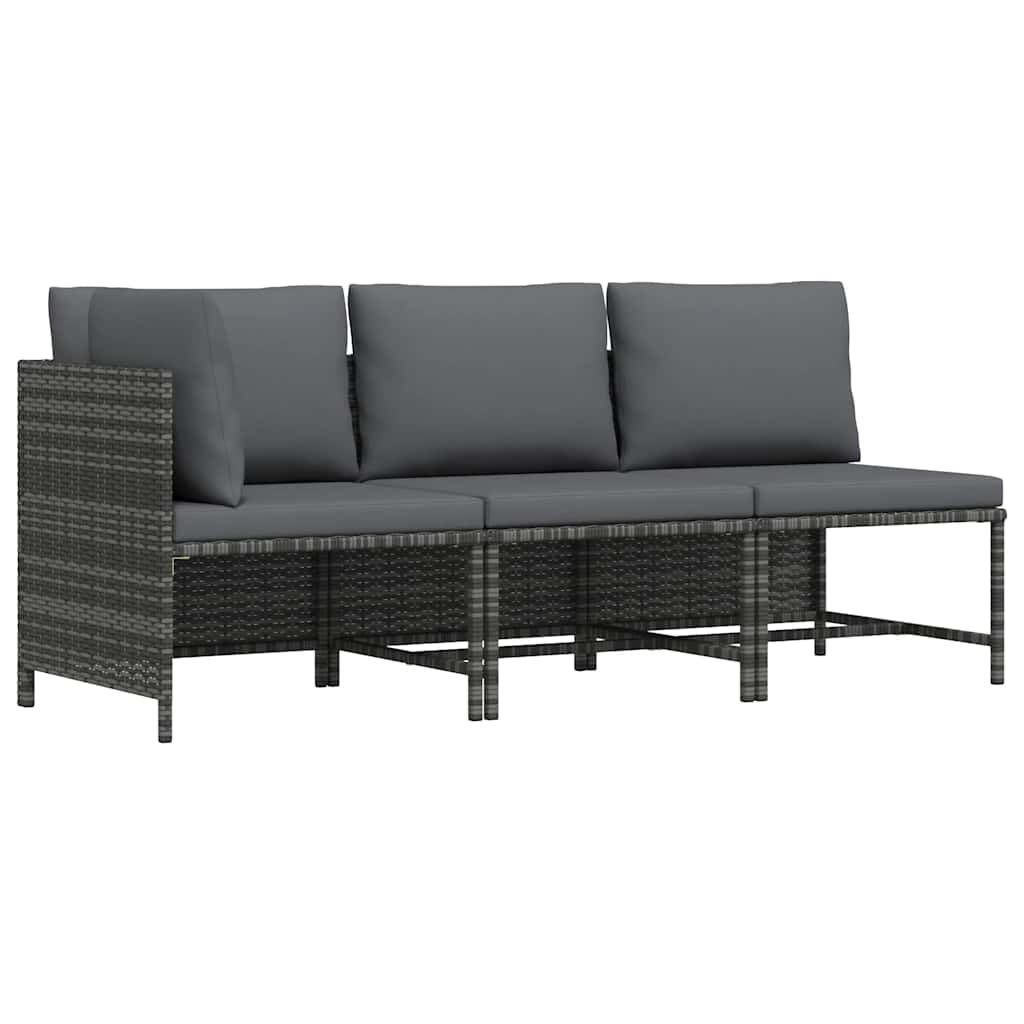 vidaXL Hoekbank sectioneel met kussens poly rattan grijs