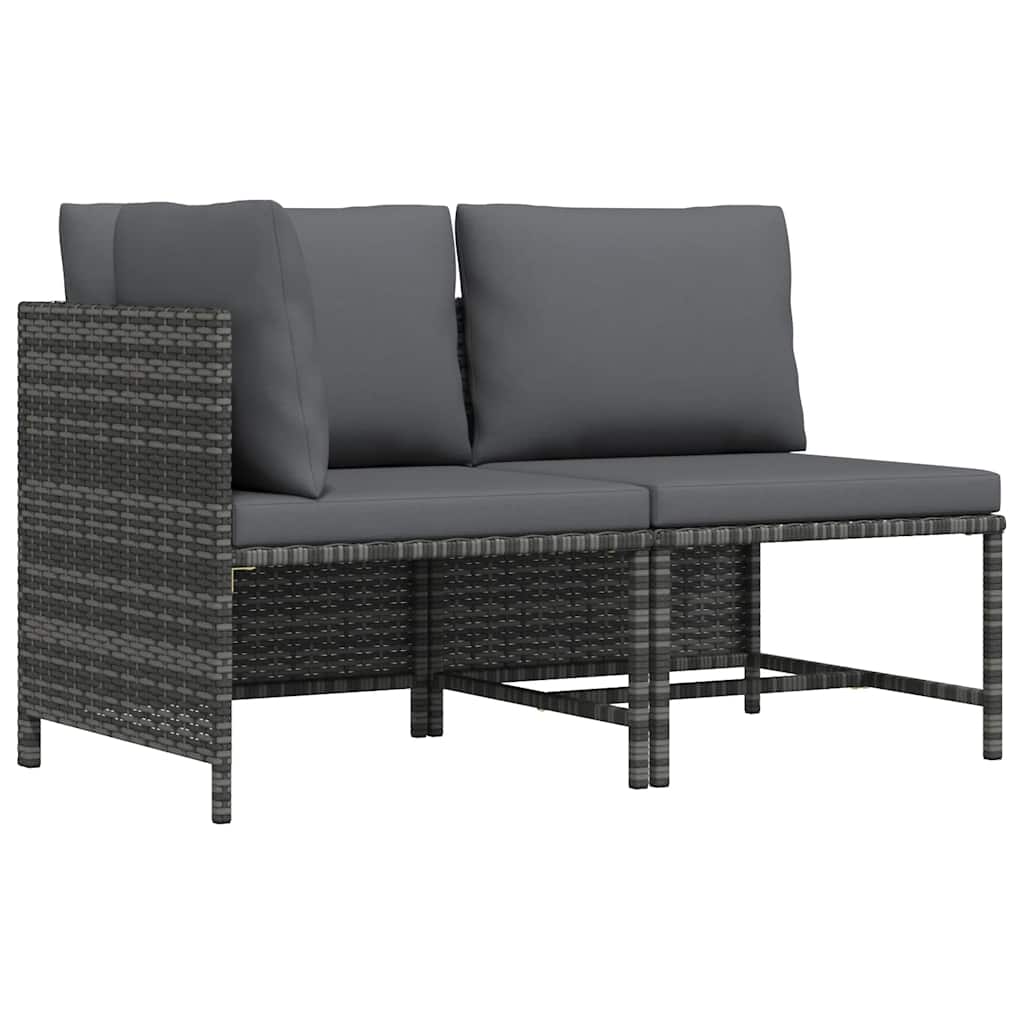vidaXL Hoekbank sectioneel met kussens poly rattan grijs