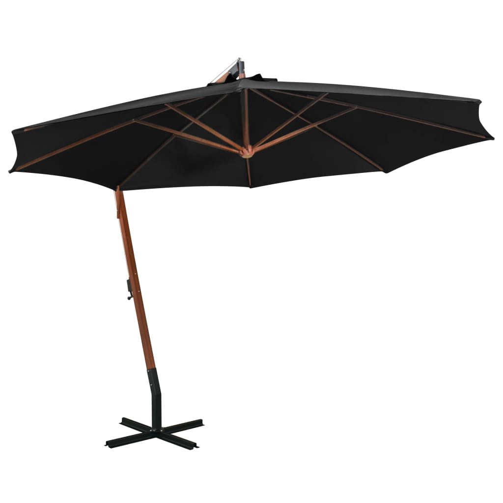 vidaXL Zweefparasol met paal 3,5x2,9 m massief vurenhout antraciet