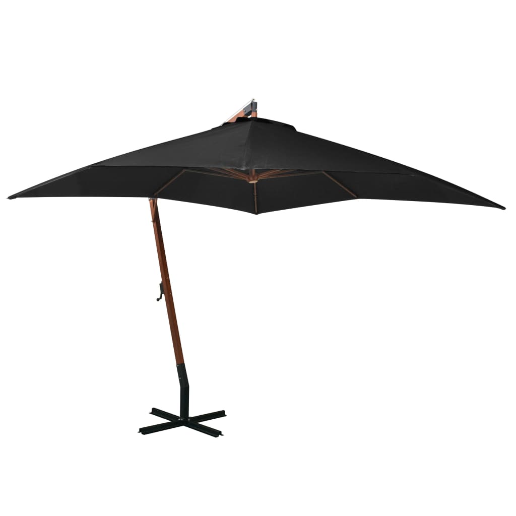 vidaXL Zweefparasol met paal 3,5x2,9 m massief vurenhout antraciet