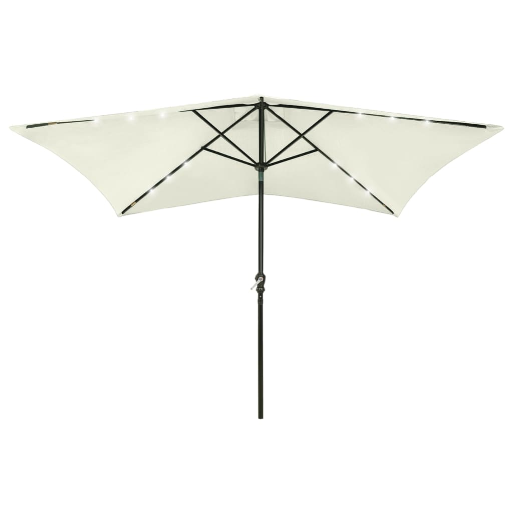 vidaXL Parasol met LED's en stalen paal 2x3 m groen