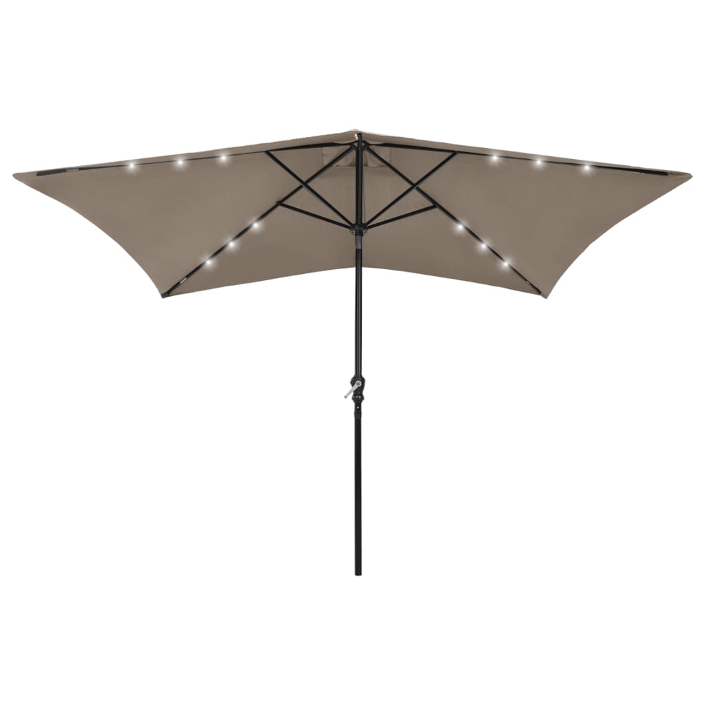 vidaXL Parasol met LED's en stalen paal 2x3 m groen