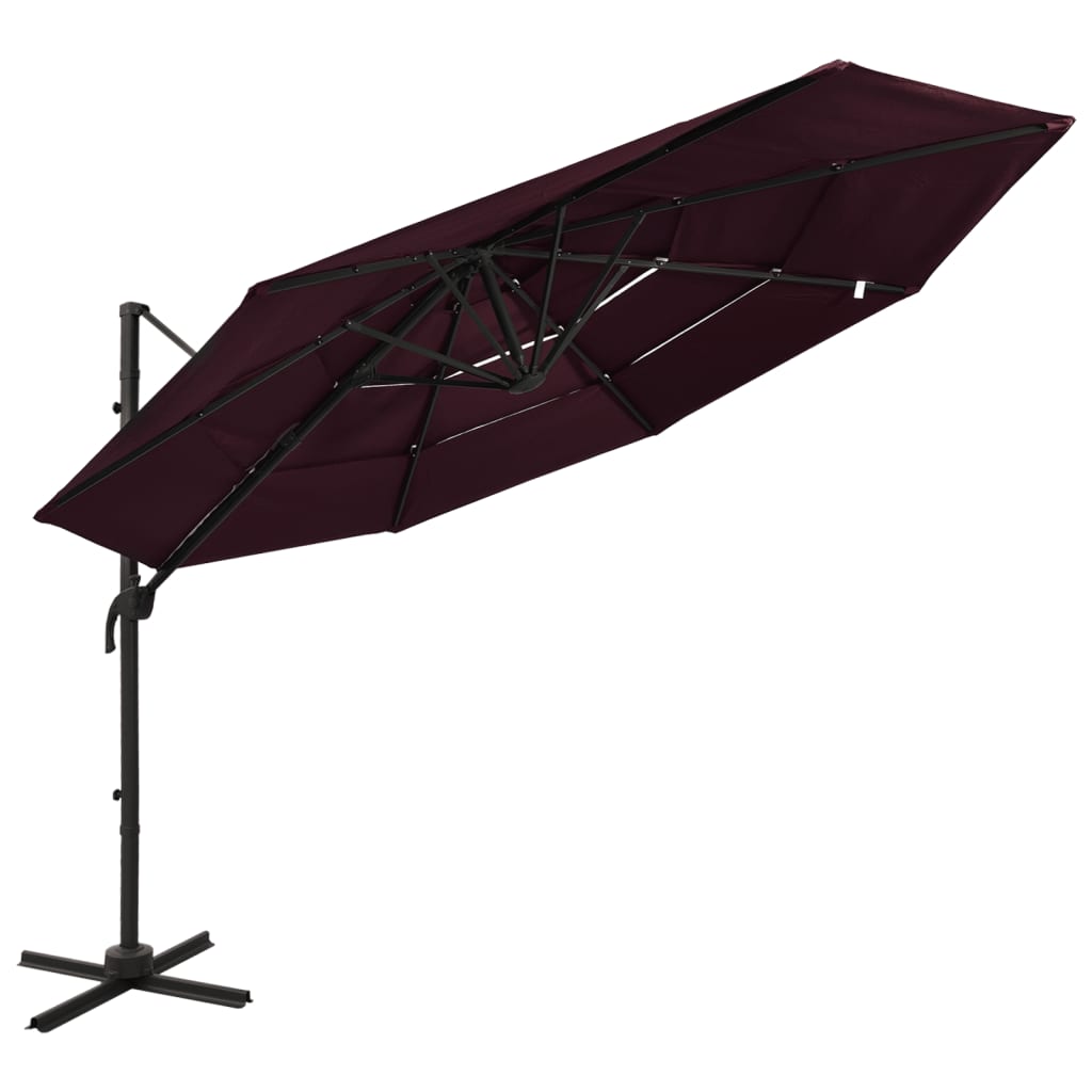 vidaXL Parasol 4-laags met aluminium paal 3x3 m zandkleurig