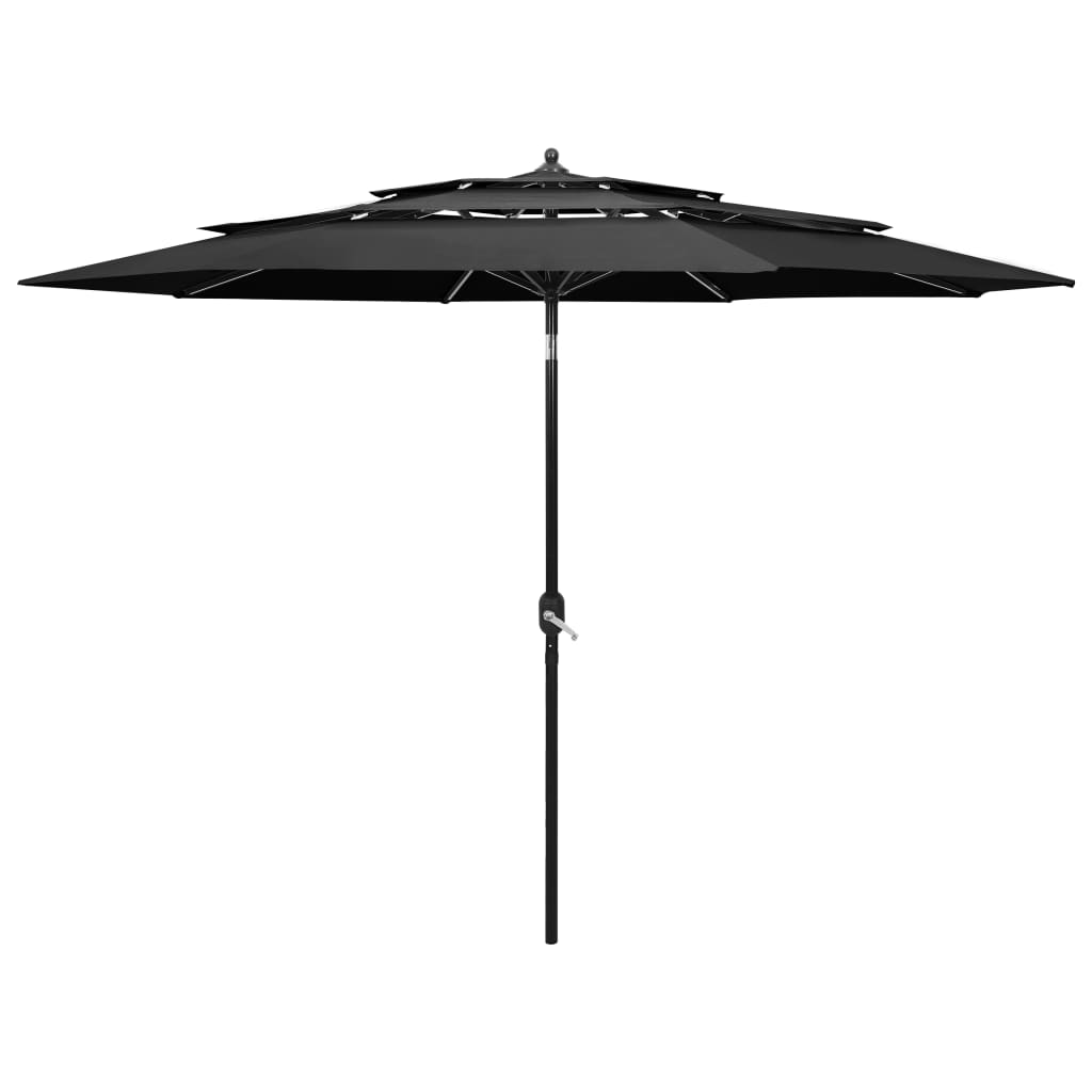 vidaXL Parasol 3-laags met aluminium paal 2 m zandkleurig