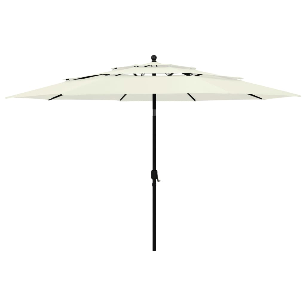 vidaXL Parasol 3-laags met aluminium paal 2 m zandkleurig
