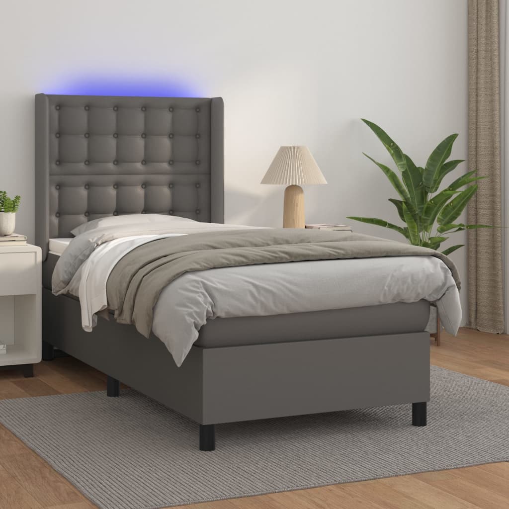 vidaXL Boxspring met matras en LED kunstleer zwart 80x200 cm