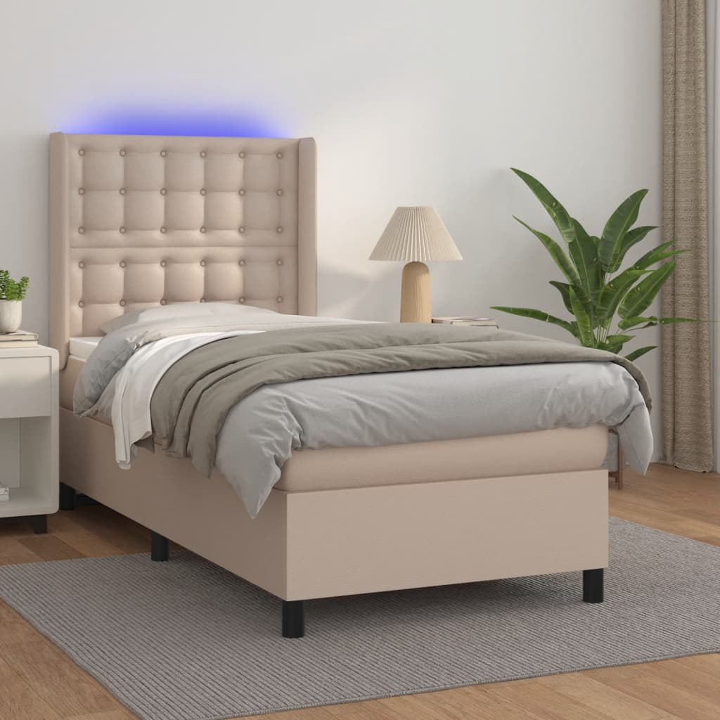vidaXL Boxspring met matras en LED kunstleer zwart 80x200 cm