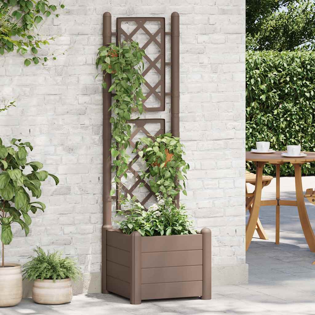 vidaXL Plantenbak met latwerk 43x43x142 cm PP wit