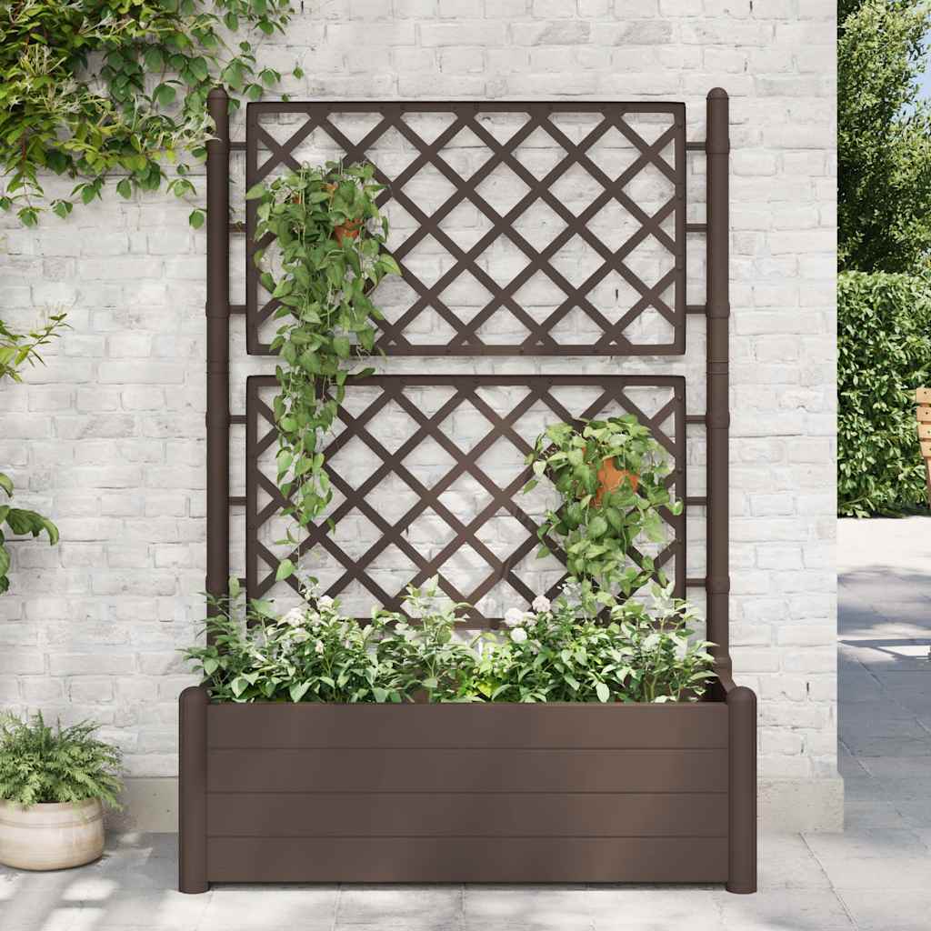 vidaXL Plantenbak met latwerk 43x43x142 cm PP wit