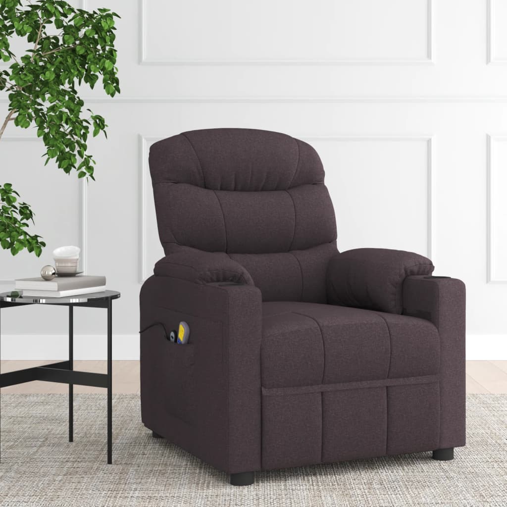 vidaXL Massagestoel elektrisch stof lichtgrijs