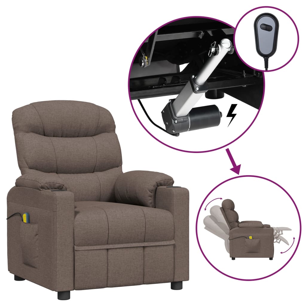 vidaXL Massagestoel elektrisch stof lichtgrijs