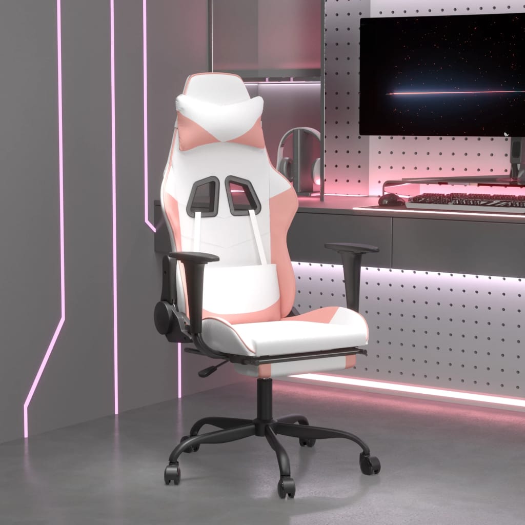 vidaXL Gamestoel kunstleer zwart en blauw
