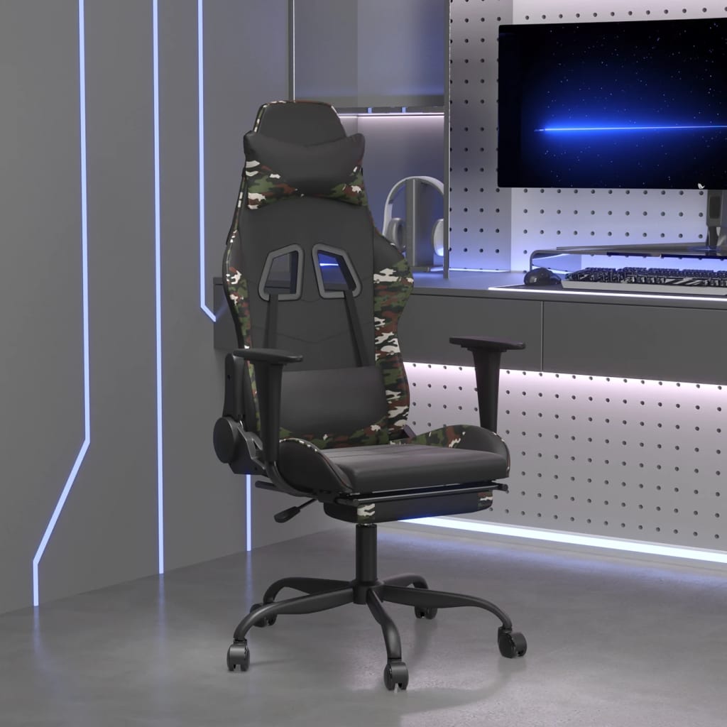 vidaXL Gamestoel kunstleer zwart en blauw