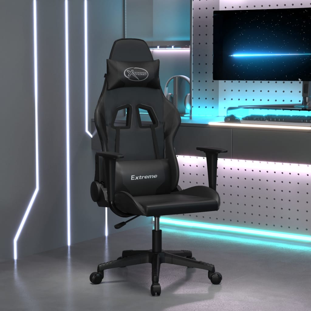 vidaXL Gamestoel kunstleer zwart en blauw