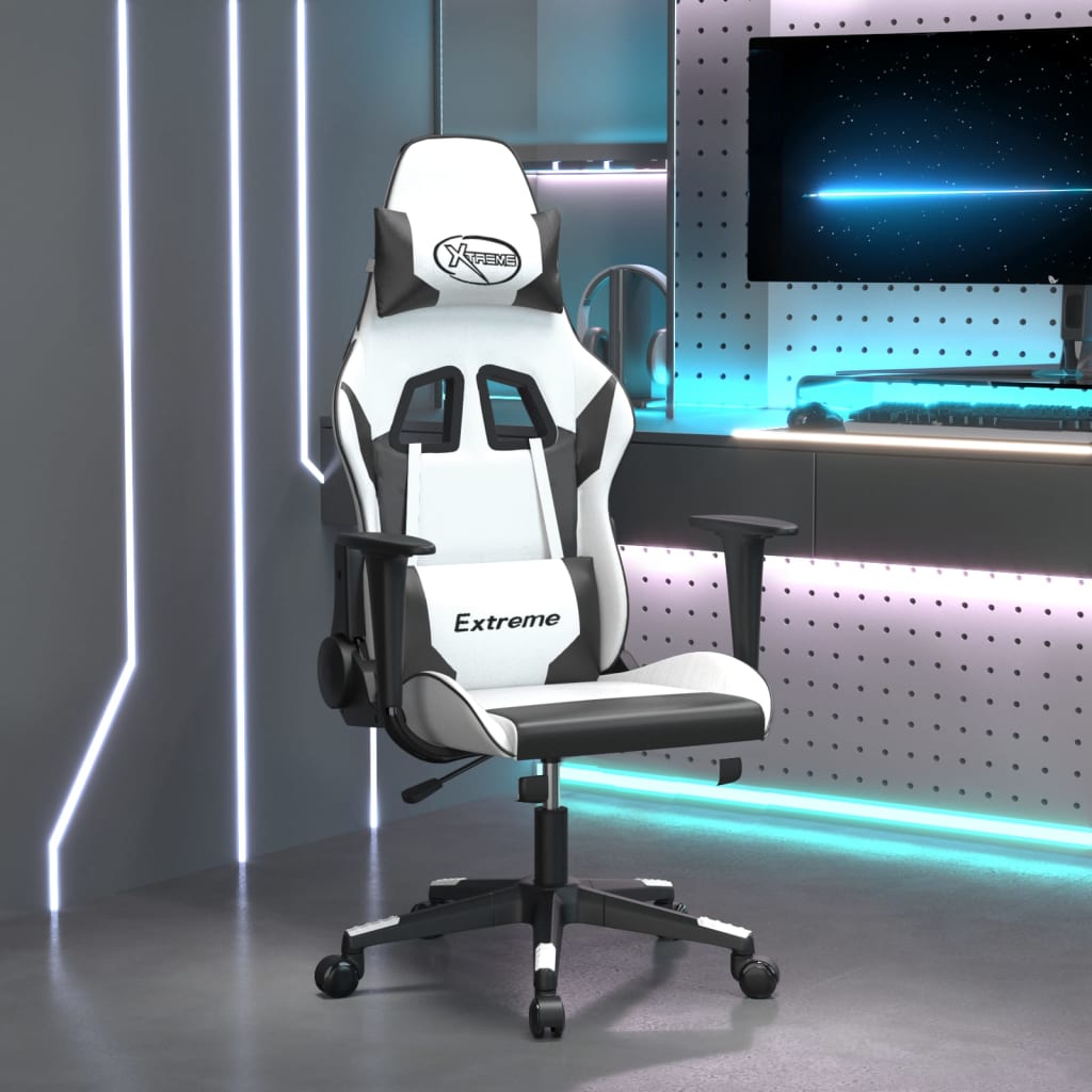 vidaXL Gamestoel kunstleer zwart en blauw