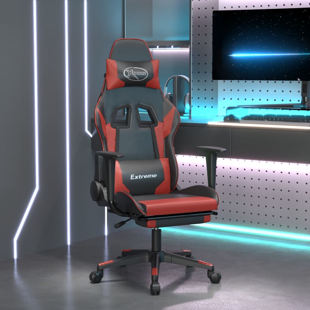 vidaXL Gamestoel kunstleer zwart en blauw